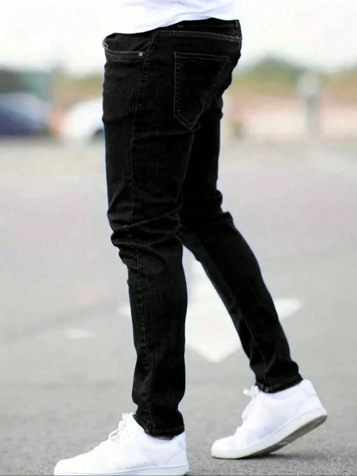 Men's Fitted Casual Solid Color Jeans, Casual Jean Style, Elastic Straight Leg Pants with Slant Pockets, Soft Cotton Fabric for All Seasons