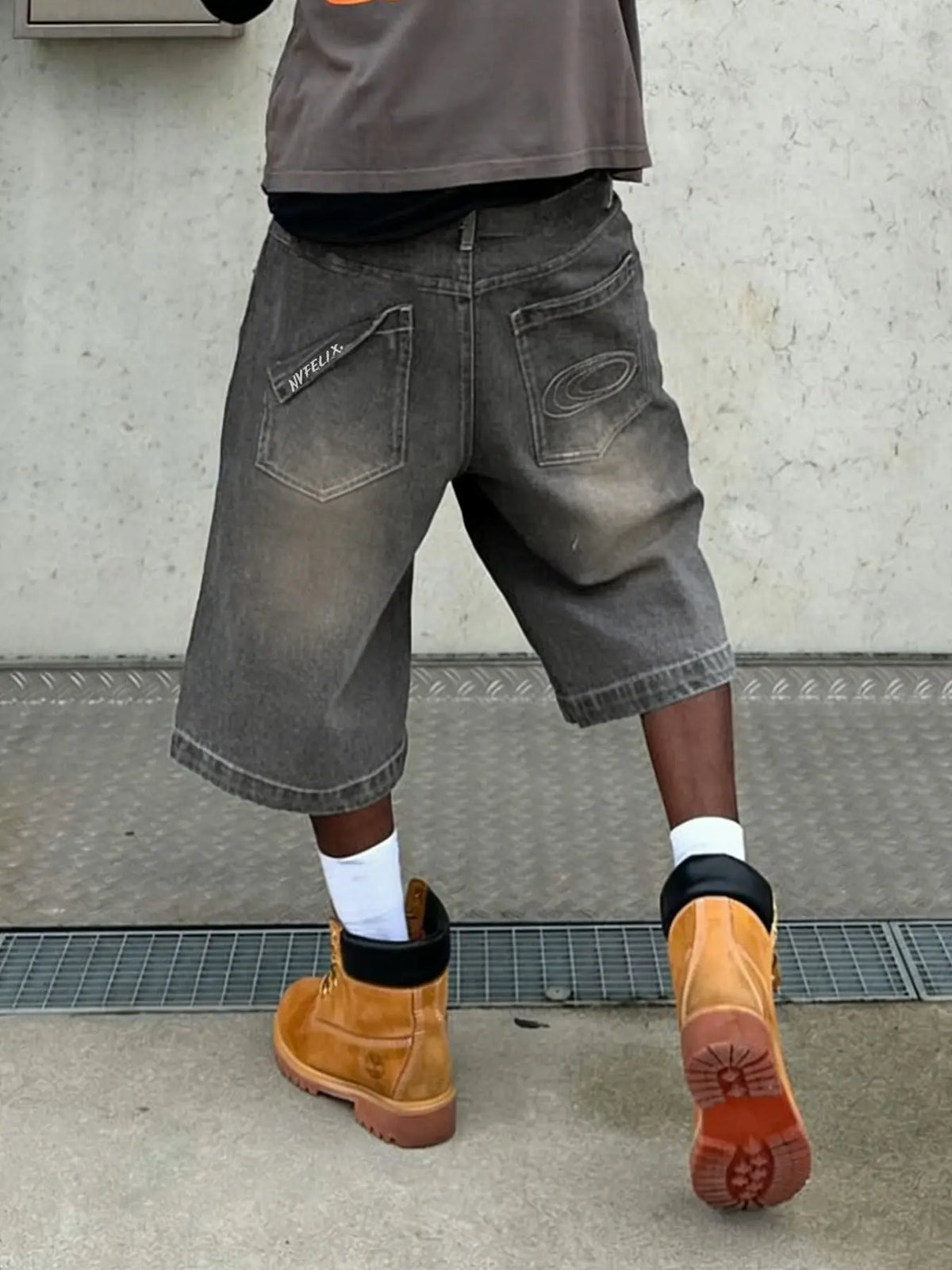 Men's Denim-Effect Dark Washed Distressed Print Straight Leg Pocket Shorts Loose Baggy Casual Comfy Denim Jeans Shorts for Summer, Fashion Menswear Men's Bottoms for Daily Wear, Streetwear
