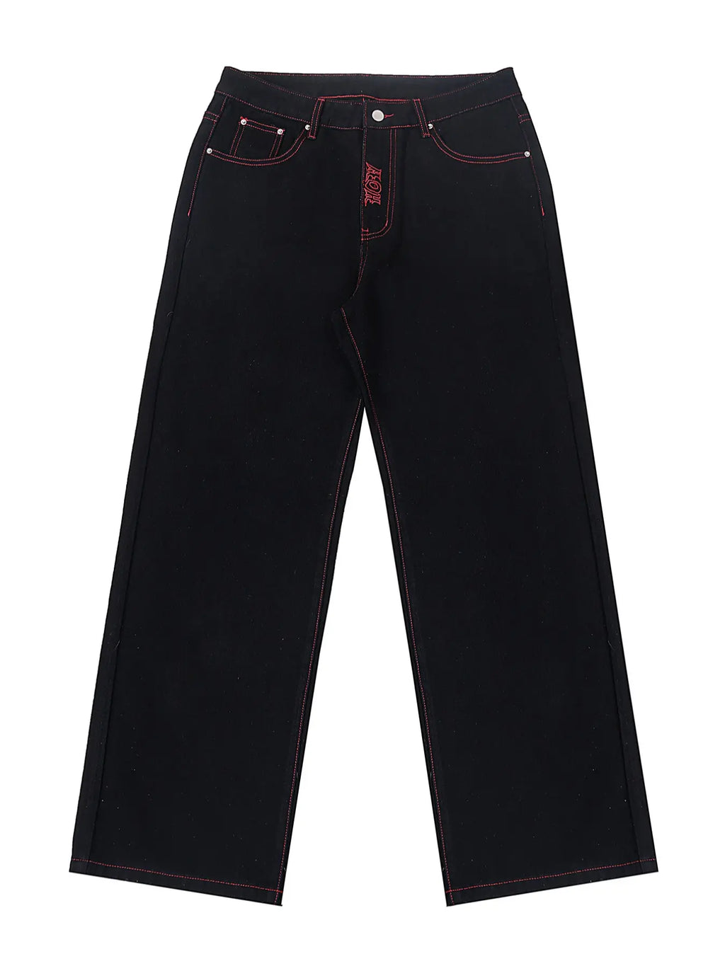 Y2K Street Hip-Hop Loose Fit Jeans, Fake Pocket Design Men's Denim Jeans, Skull Embroidered Winter Casual Trousers, Loose Denim Pockets, Halloween Gift, Jeans Bottoms