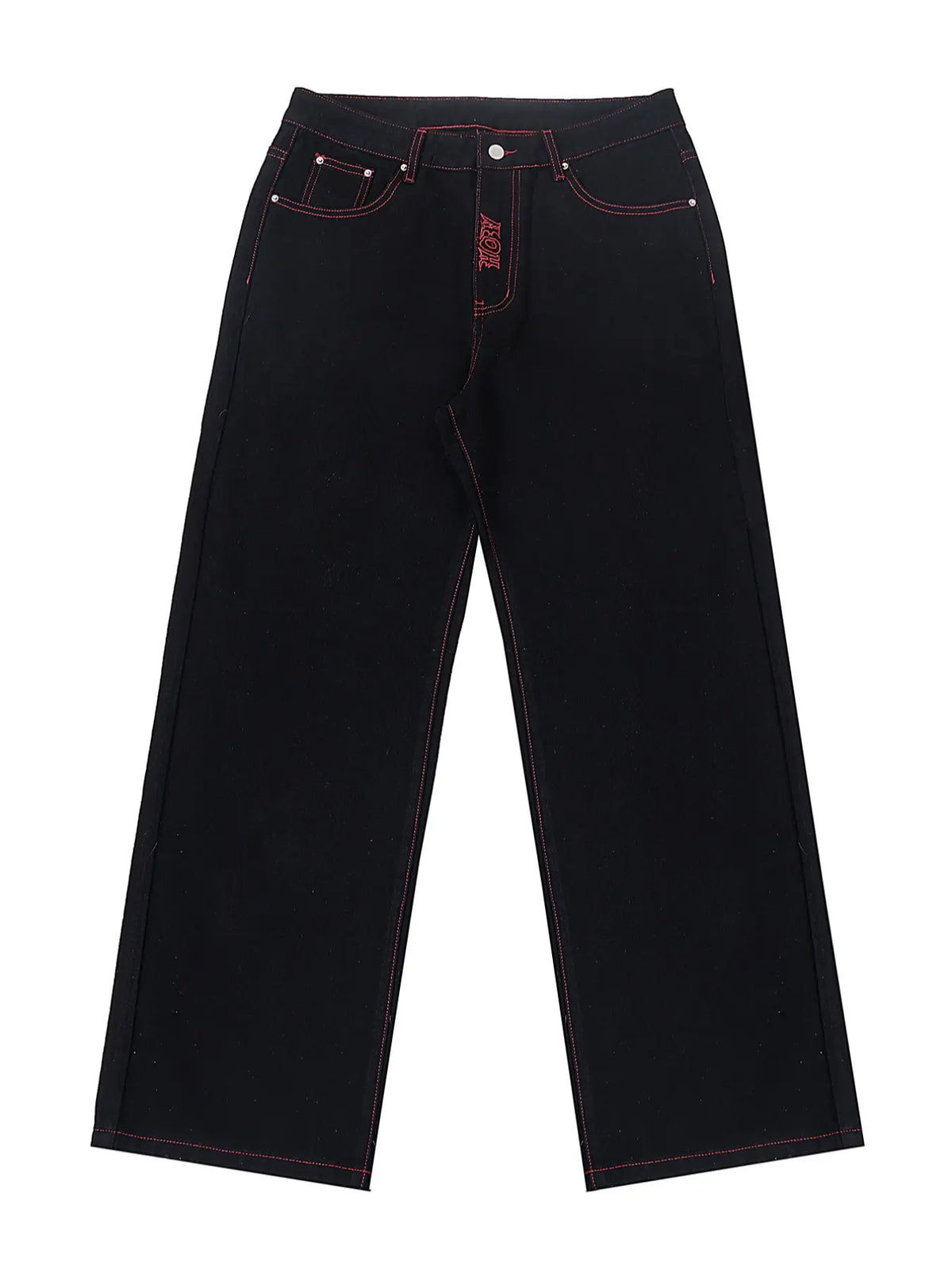 Y2K Street Hip-Hop Loose Fit Jeans, Fake Pocket Design Men's Denim Jeans, Skull Embroidered Winter Casual Trousers, Loose Denim Pockets, Halloween Gift, Jeans Bottoms