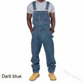 Men's Workwear Denim Bib Overalls - Loose-Fitting, Full-Length, Multiple Pockets, Adjustable Straps