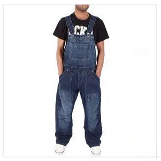 Men's Ripped and Distressed Denim Jumpsuit with Suspenders - Vintage Stylish Menswear, Versatile Wear for Casual Daily Use, Pair with Sneakers & T-Shirt