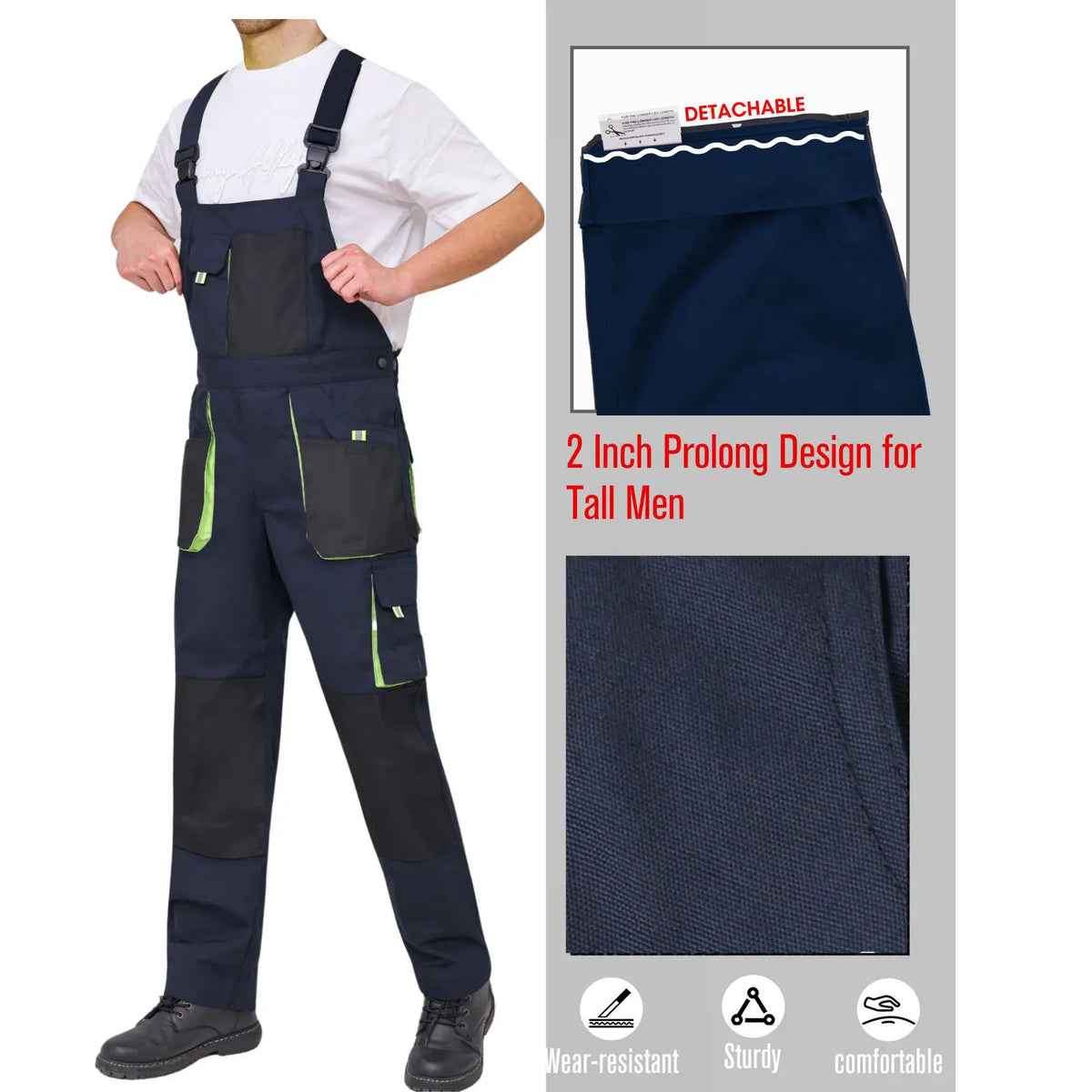 Workidea Bib Overall with Multiple Pockets Fabric Menswear Fabric Menswear