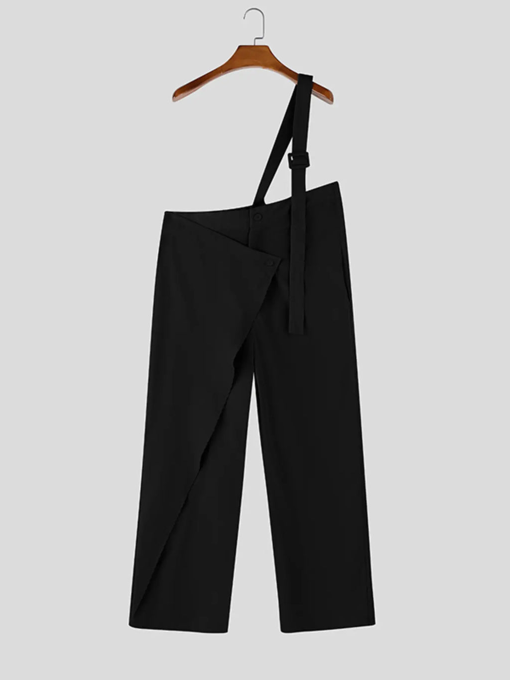 INCERUN Men's Fashion Minimalist Deconstructed One-Shoulder Solid Color Suspenders Stylish Overalls, Perfect for Casual Street Style