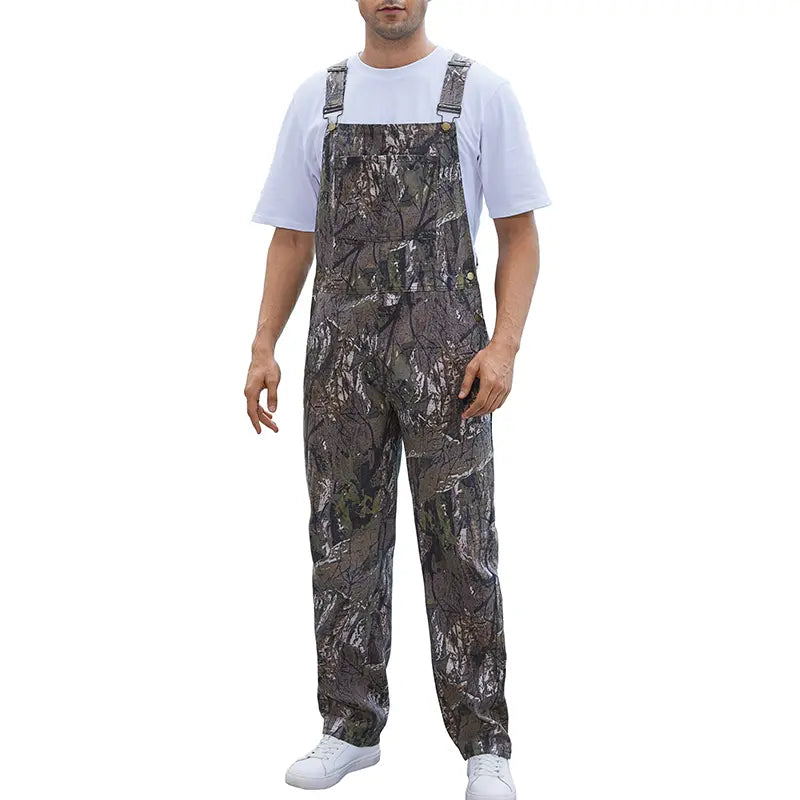 Yuanbang Stretchy Men's Camo Overalls Halloween Denim Camouflage Romper Fall Hunting Bib Turkey Season Gear Outdoor Workwear Jumpsuit Fashion Pattern Coveralls Menswear Daily Outfits Country Stuff Clothes Summer Winter Casual Pant Christmas Gifts for Guys