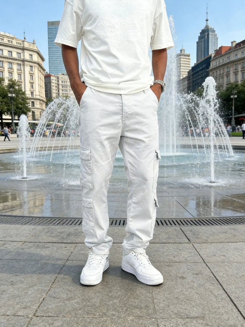 Men's New Casual Plain Baggy Straight Leg Jeans Pants with Side Pockets, Loose-Fitting Button Fly Denim Jeans for All Seasons, Trendy Korean Style Streetwear Fashion