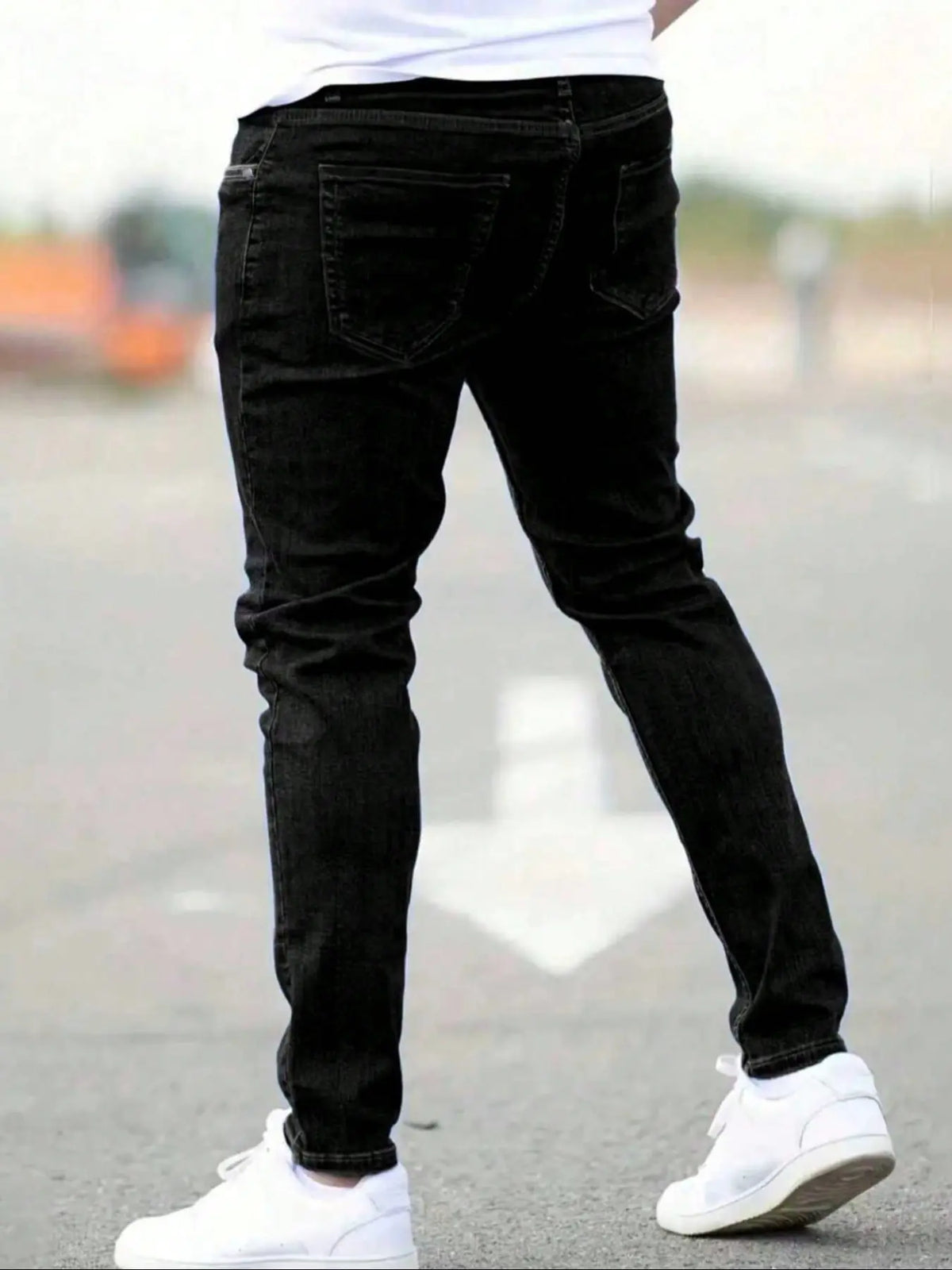 Men's Fitted Casual Solid Color Jeans, Casual Jean Style, Elastic Straight Leg Pants with Slant Pockets, Soft Cotton Fabric for All Seasons