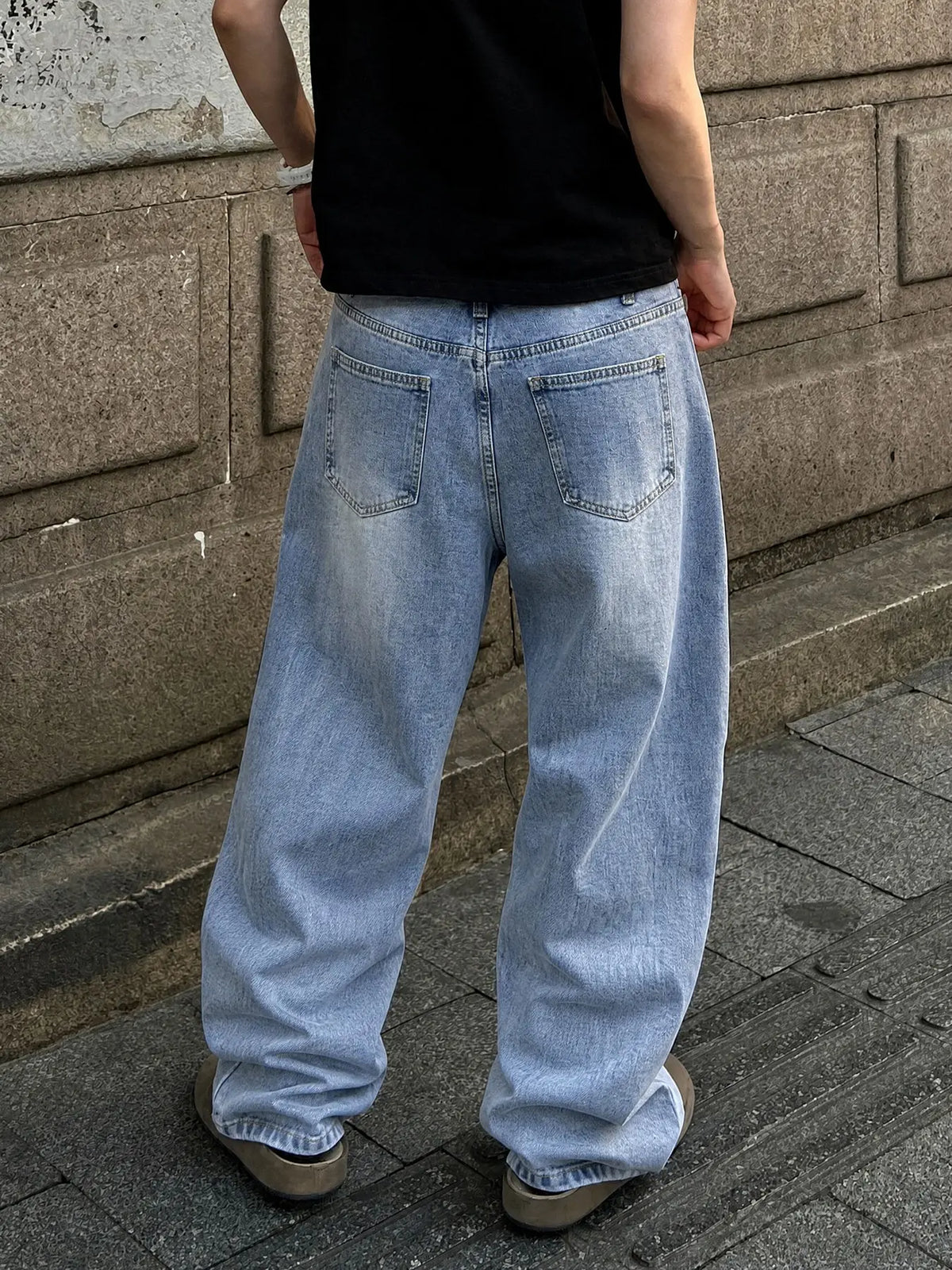 Men's Wide Leg Oversized High Waist Jeans, Loose Fit Baggy Denim Jeans, Washed Y2K Streetwear Style, All Season Wear, Unique Washing, Comfortable and Stylish