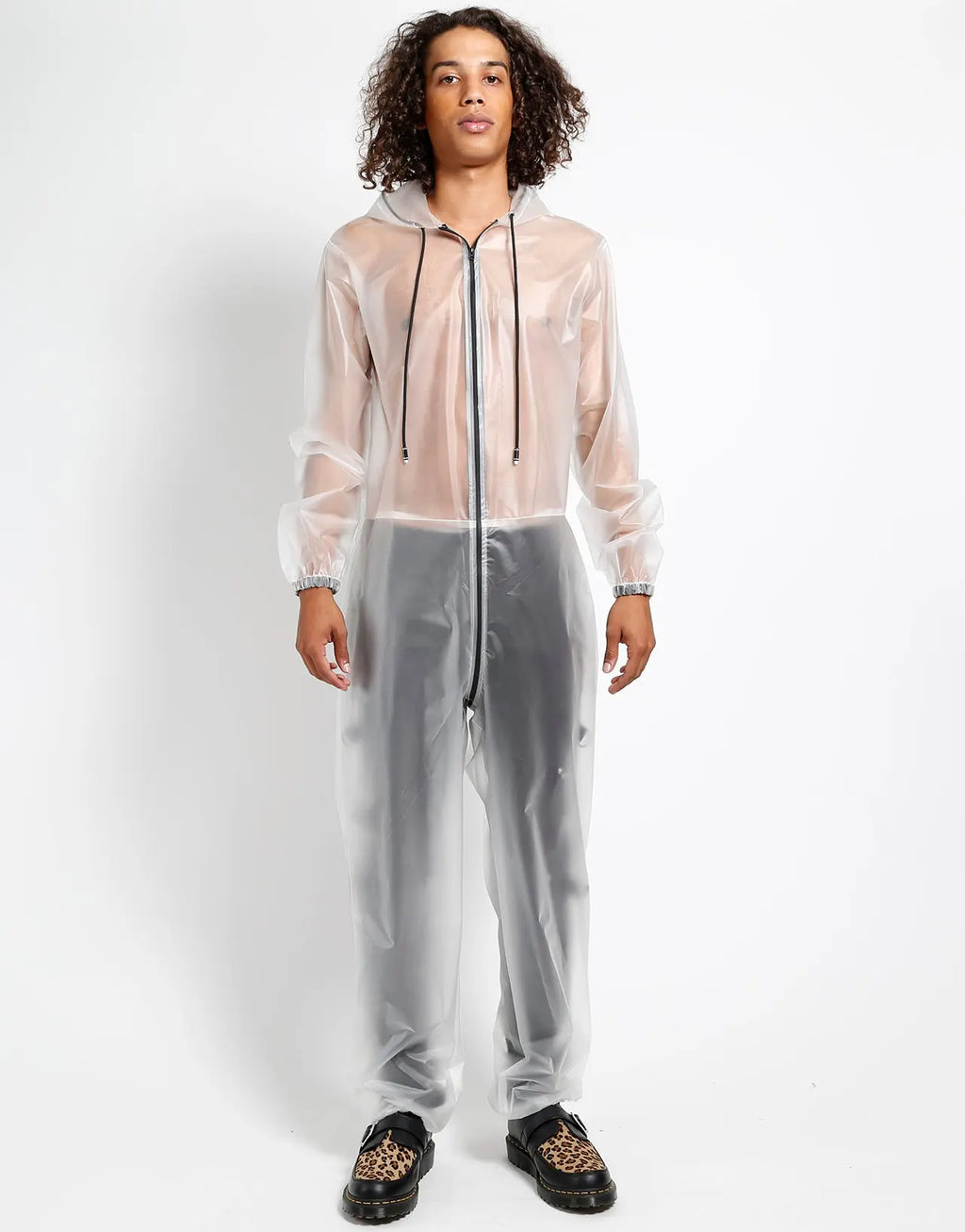 Men's Unisex Sizes Transparent Overalls - Thermoplastic Zipper-Closure Jumpsuit, Hand Wash Only, for Casual Daily Wear, Show Your Drip