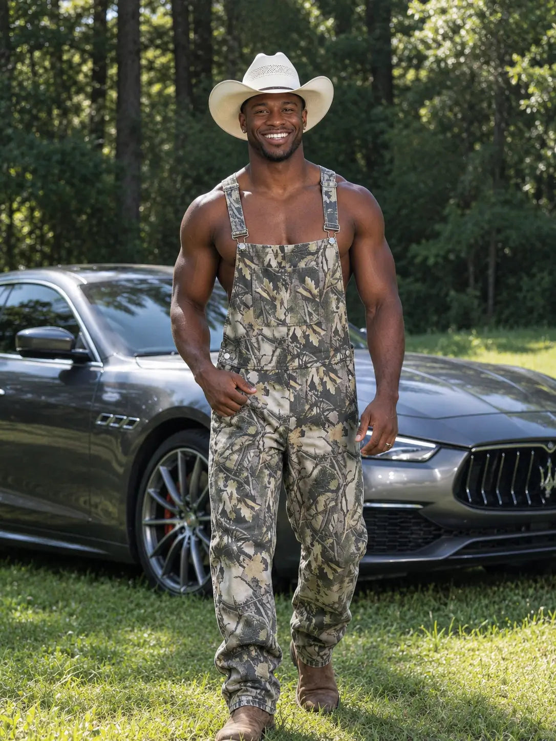 WIRDATRD Stretchy Men's Camo Overalls Halloween Denim Camouflage Romper Fall Hunting Bib Turkey Season Gear Outdoor Workwear Fashion Pattern Coveralls Y2k Menswear Daily Outfits Country Stuff Clothes Adjustable Straps Jumpsuit Casual Pant Christmas Gifts