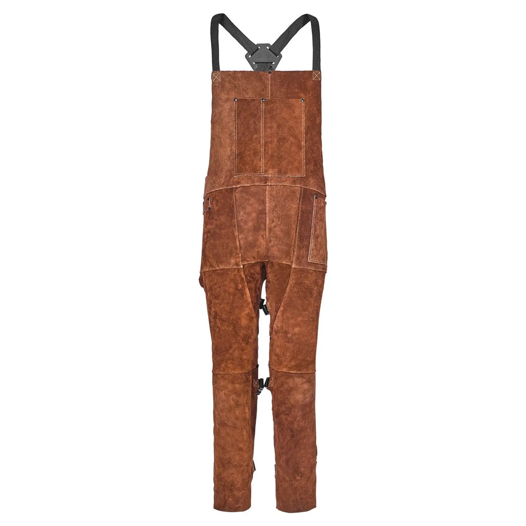 【toolupgrade】VEVOR M-Size Split Leg Full Cover Cowhide Welding Apron - Heavy-Duty Flame-Resistant Sleeveless Adjustable Floor Length Safety Apron for Men, 3 Tool Pockets, 2 Leather Hanging Loops, Cross Straps, Woodworking, Blacksmithing