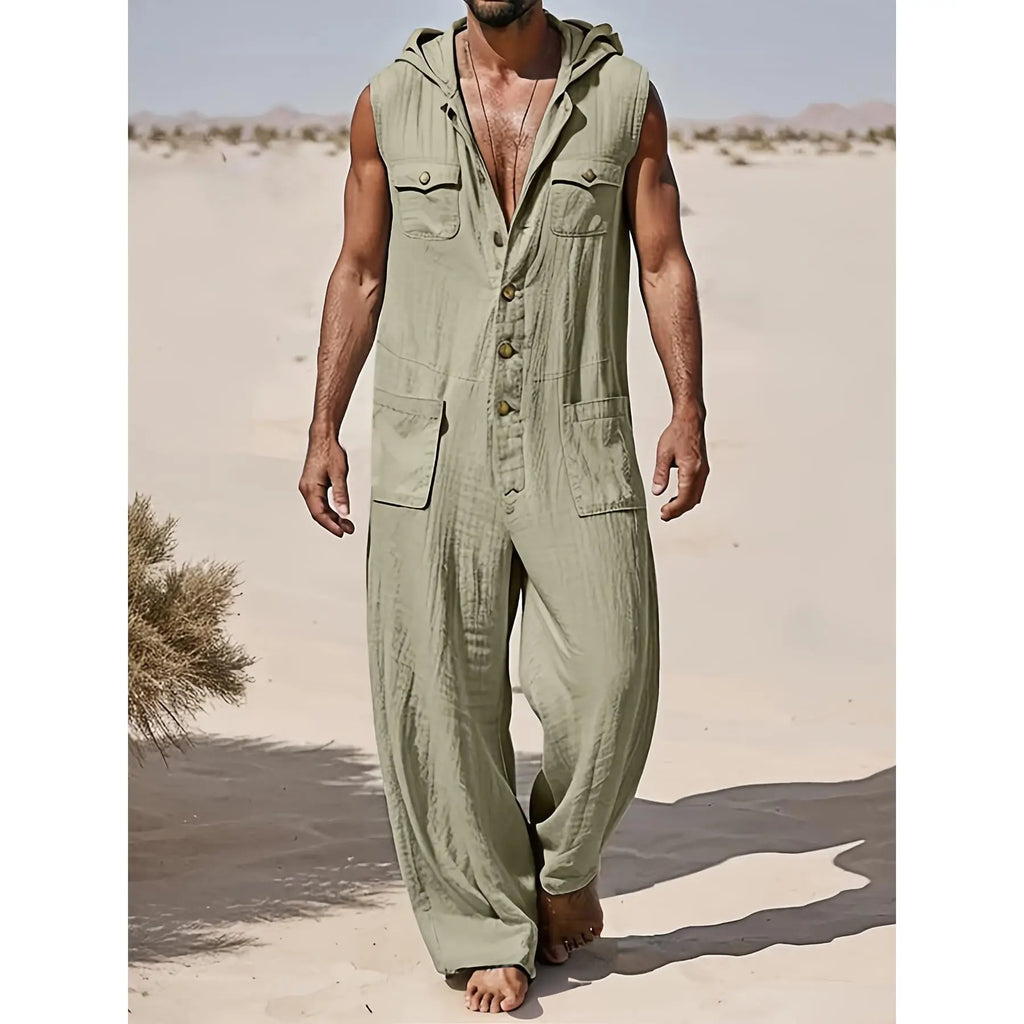 Mens Leisure Linen Jumpsuit