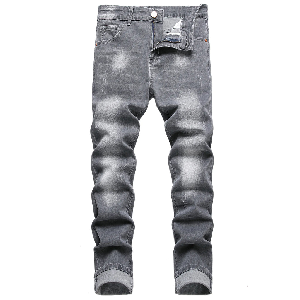JUNBAOSS Men's Slim Fit Stretch Jeans Ripped Skinny Jeans for Men, Distressed Straight Leg Fashion Casual Popular Chic Comfort Flex Waist Denim Pants, Menswear Classic Street Style Cotton Fabric Jean Natural Hipster Personalized Stylish Jeans with Pockets