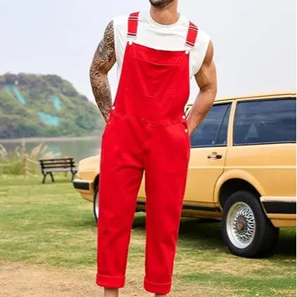 WIRDATRD Overalls for Men Fashion Coveralls Work Utility Denim Women Bib Jumpsuit with Pockets, Menswear, Outwear