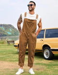 YUANBANG Men's Loose Fit Denim Bibs Overalls Fashion Coveralls Work Utility Jumpsuit with Pockets, Casual Comfy Sleeveless Workwear