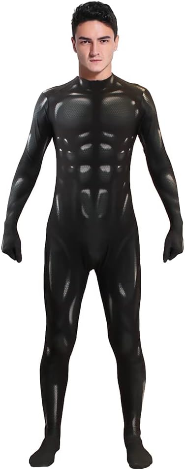 Men's Muscle Bodysuit Jumpsuit Full Body Compression Athletic Suit Halloween Costume for Adult