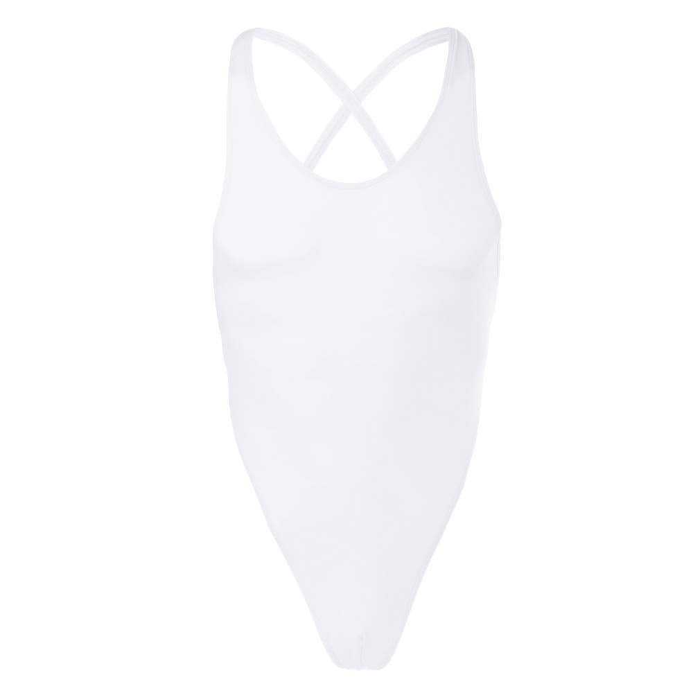 IWEMEK Men's One-piece High Cut G String Underwear Wrestling Singlet Leotard Bodysuit Thongs