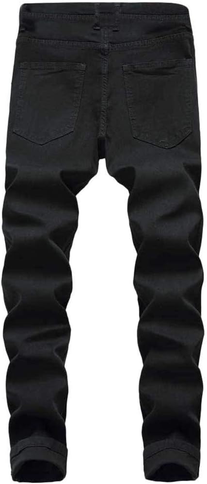 Men's Jeans Slim Fit Stretch Skinny Ripped Jeans for Men Stacked Distressed Straight Pants