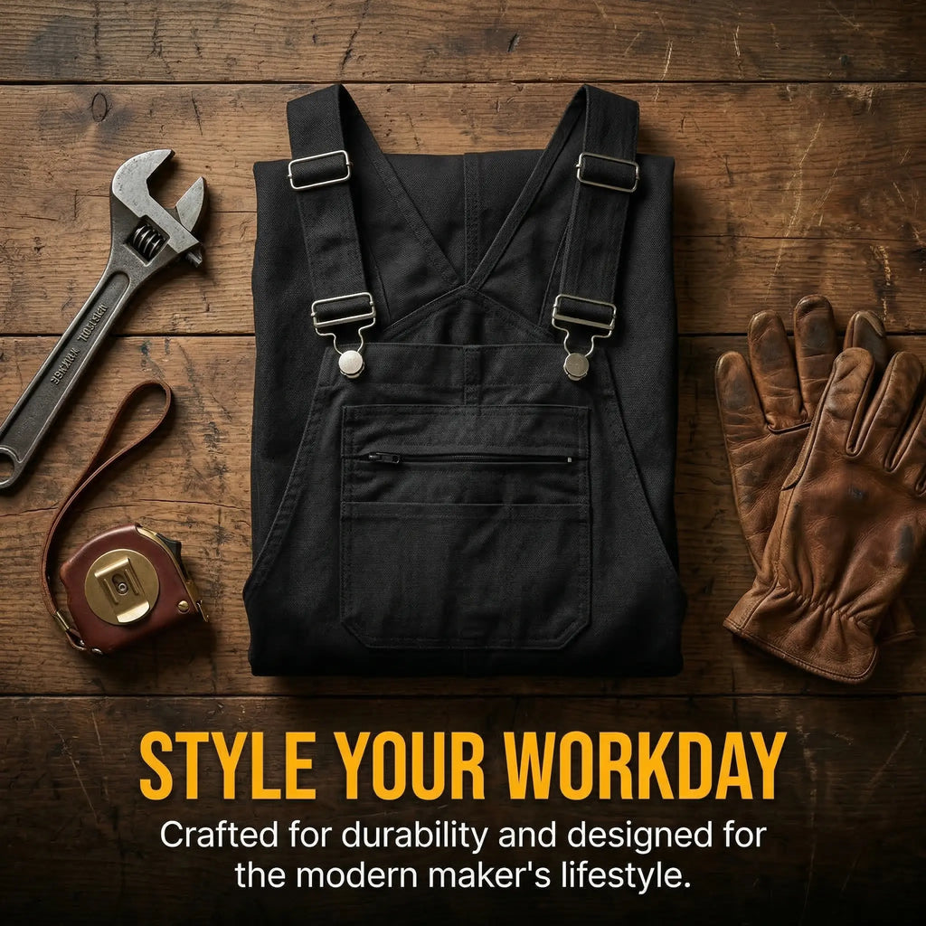 Workidea Men's Bib Overall with metal gourd easy clip Cotton Mix Comfortable Menswear