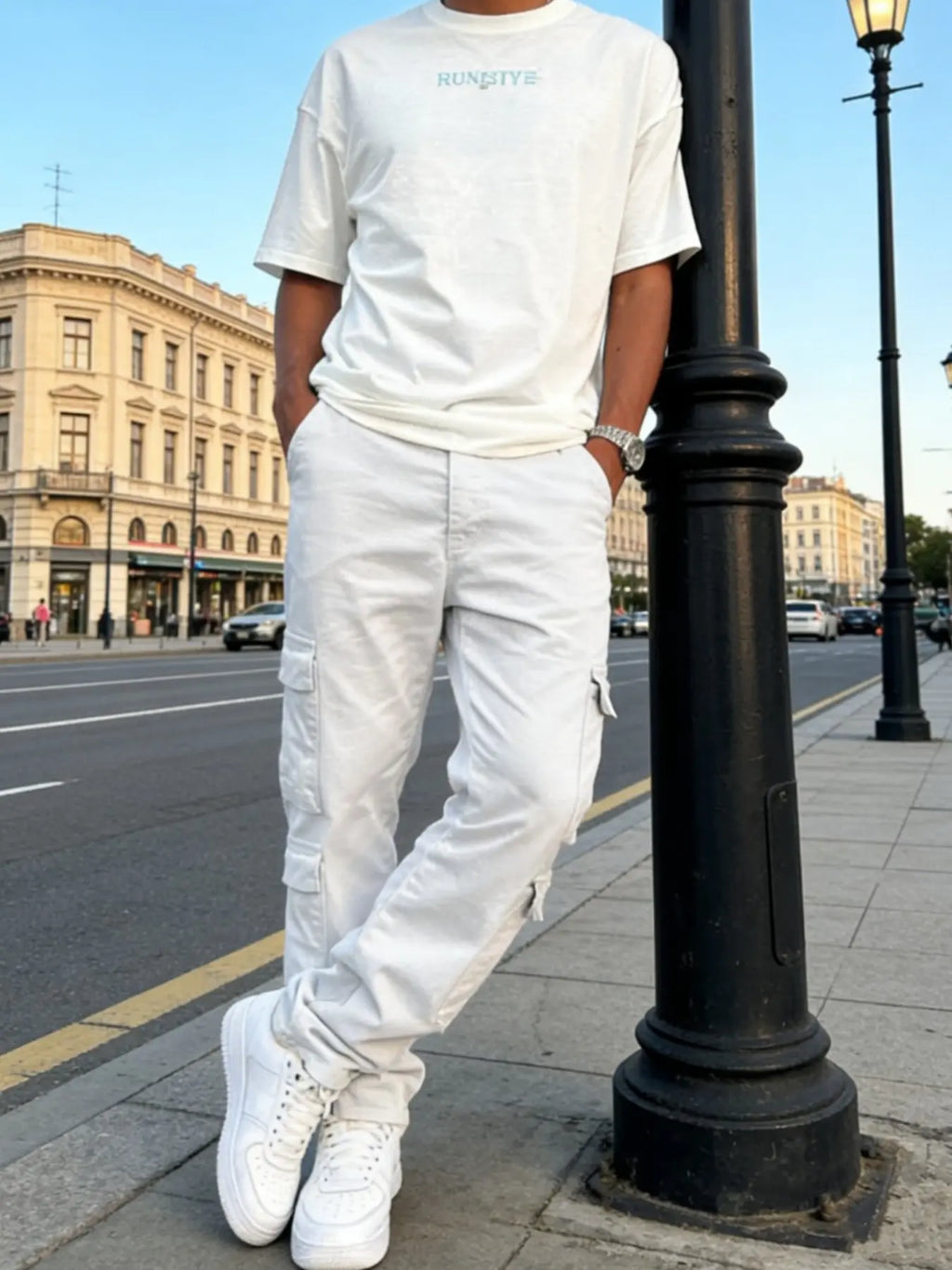 Men's New Casual Plain Baggy Straight Leg Jeans Pants with Side Pockets, Loose-Fitting Button Fly Denim Jeans for All Seasons, Trendy Korean Style Streetwear Fashion