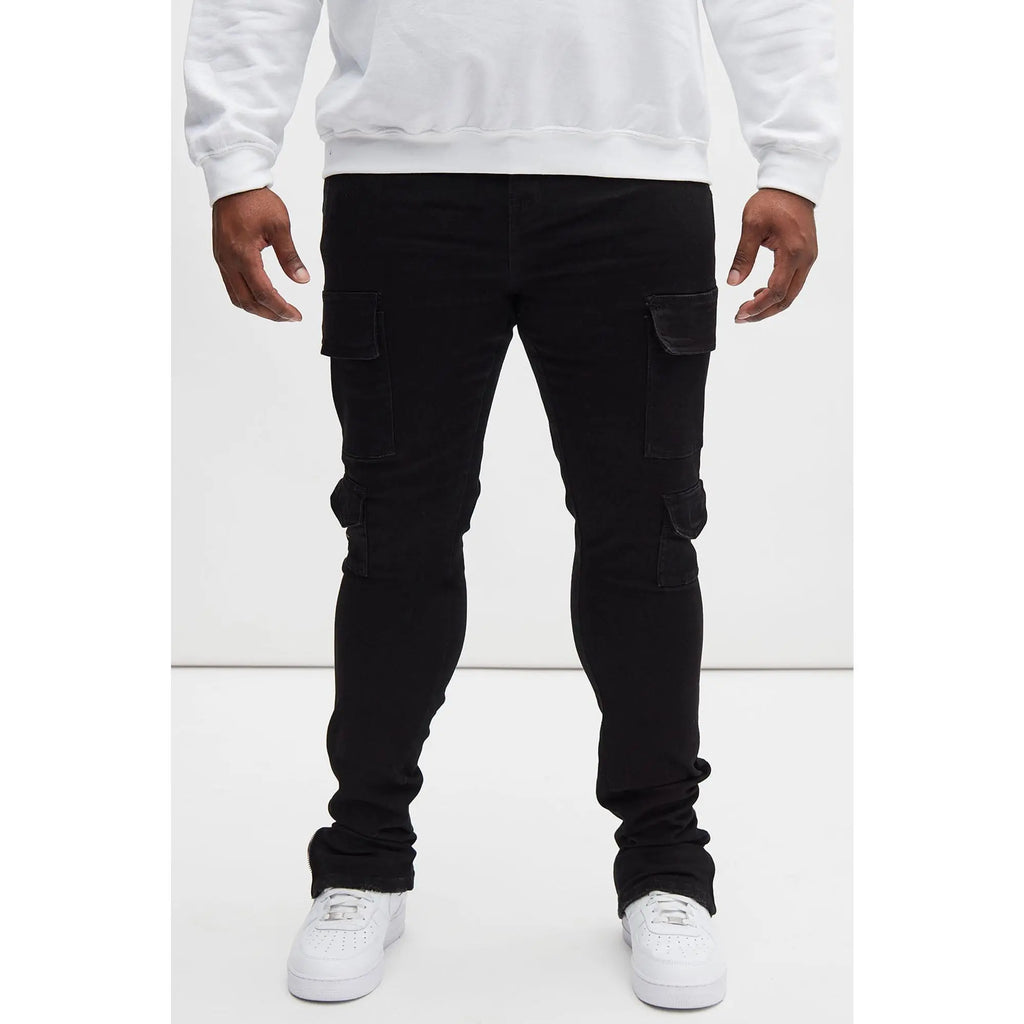 Convertible Stacked Skinny Flare Jeans - Black