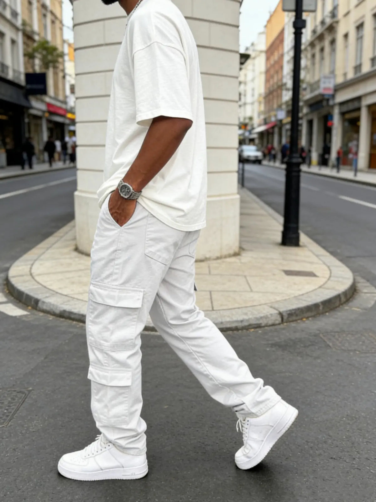 Men's New Casual Plain Baggy Straight Leg Jeans Pants with Side Pockets, Loose-Fitting Button Fly Denim Jeans for All Seasons, Trendy Korean Style Streetwear Fashion