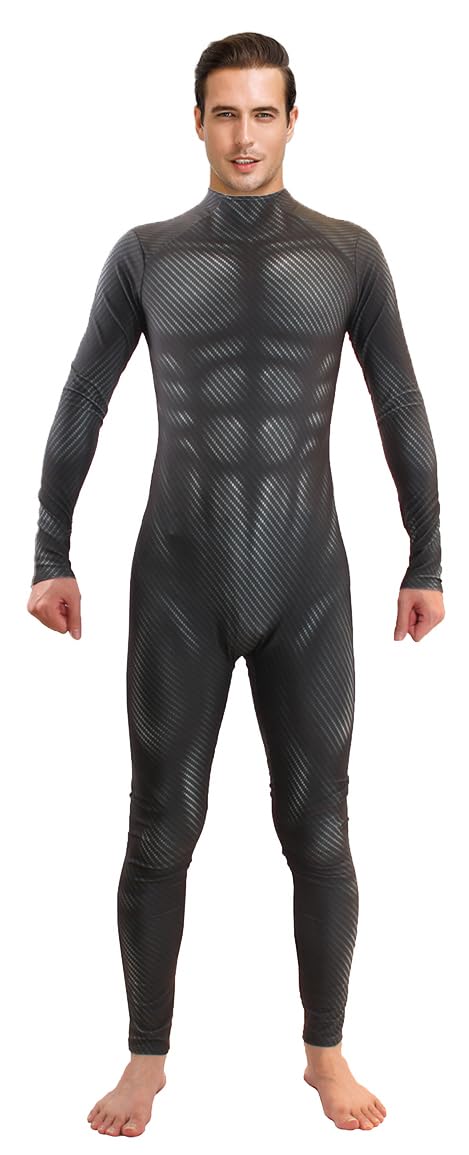 Men's Muscle Bodysuit Jumpsuit Full Body Compression Athletic Suit Halloween Costume for Adult