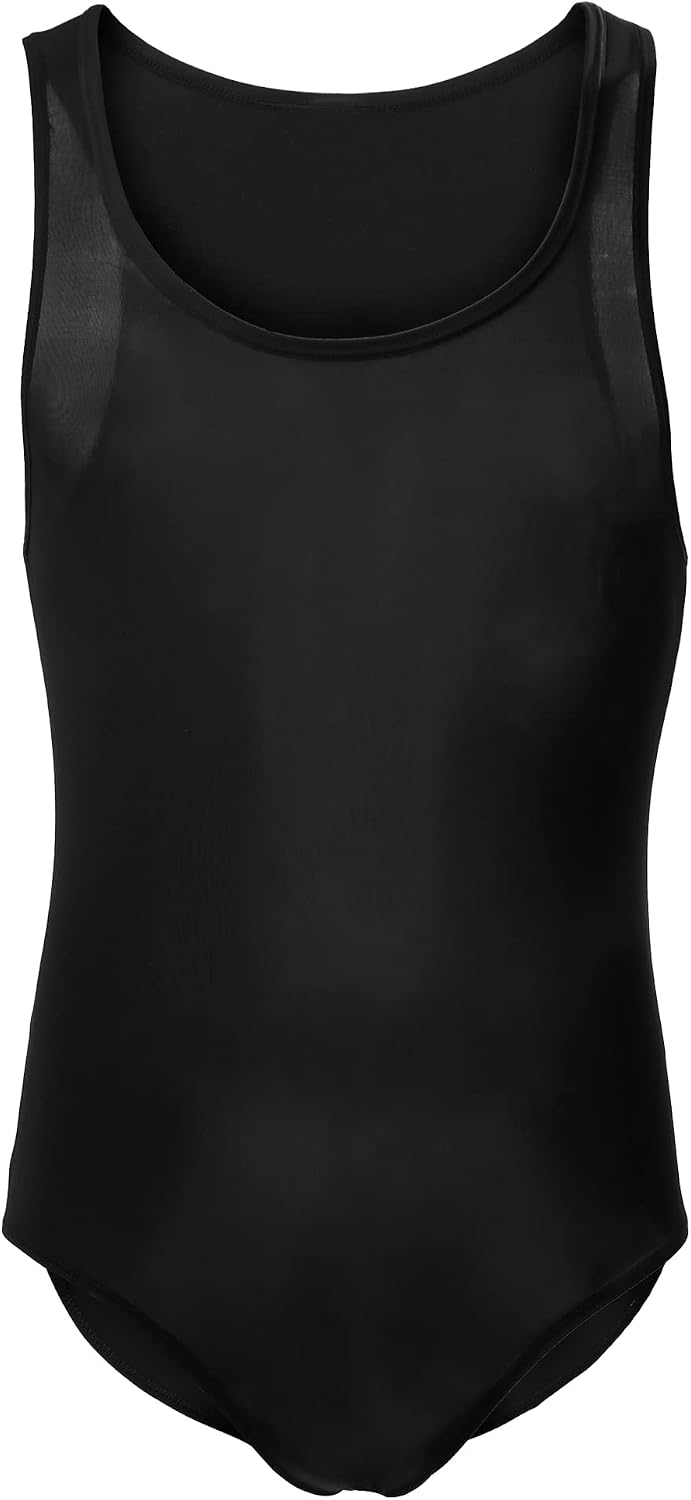 QiaTi Men's Athletic Supporters Ultra Lightweight Jumpsuit One Piece Bodysuit Basic Leotard Underwear Singlet for Men