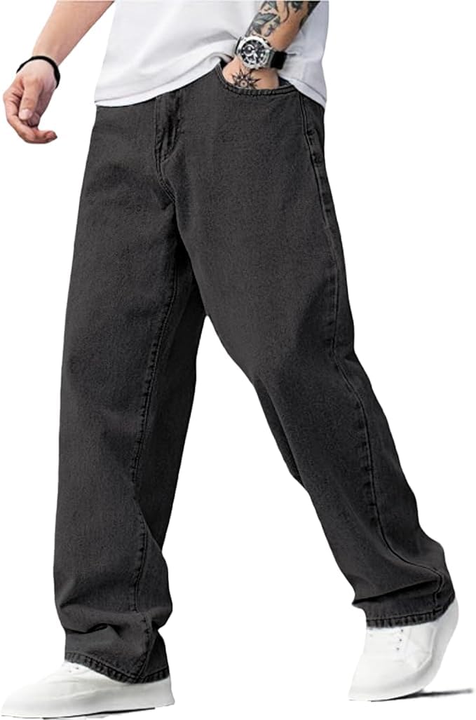 Baggy Jeans for Men Y2K Streetwear Vintage Wide Leg Loose Fit Denim Pants Hip Hop Skater Carpenter Jeans