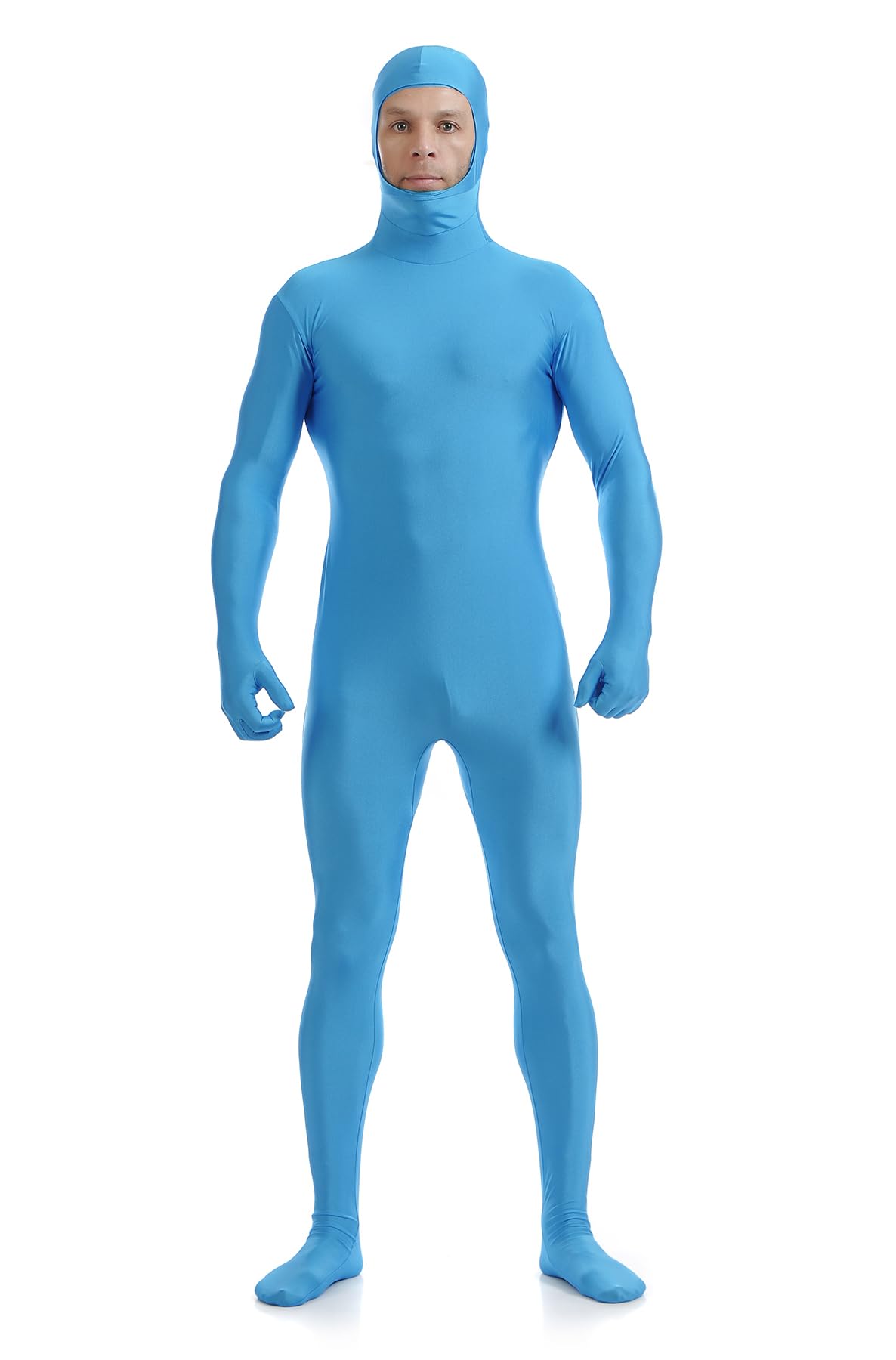 ATHX Men's and Women's Spandex Open Face Bodysuit Costume Adult Stretchy Halloween Cosplay Body Suit Zentai Suit Outfits