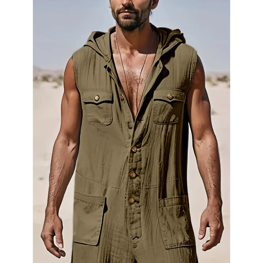 Mens Leisure Linen Jumpsuit