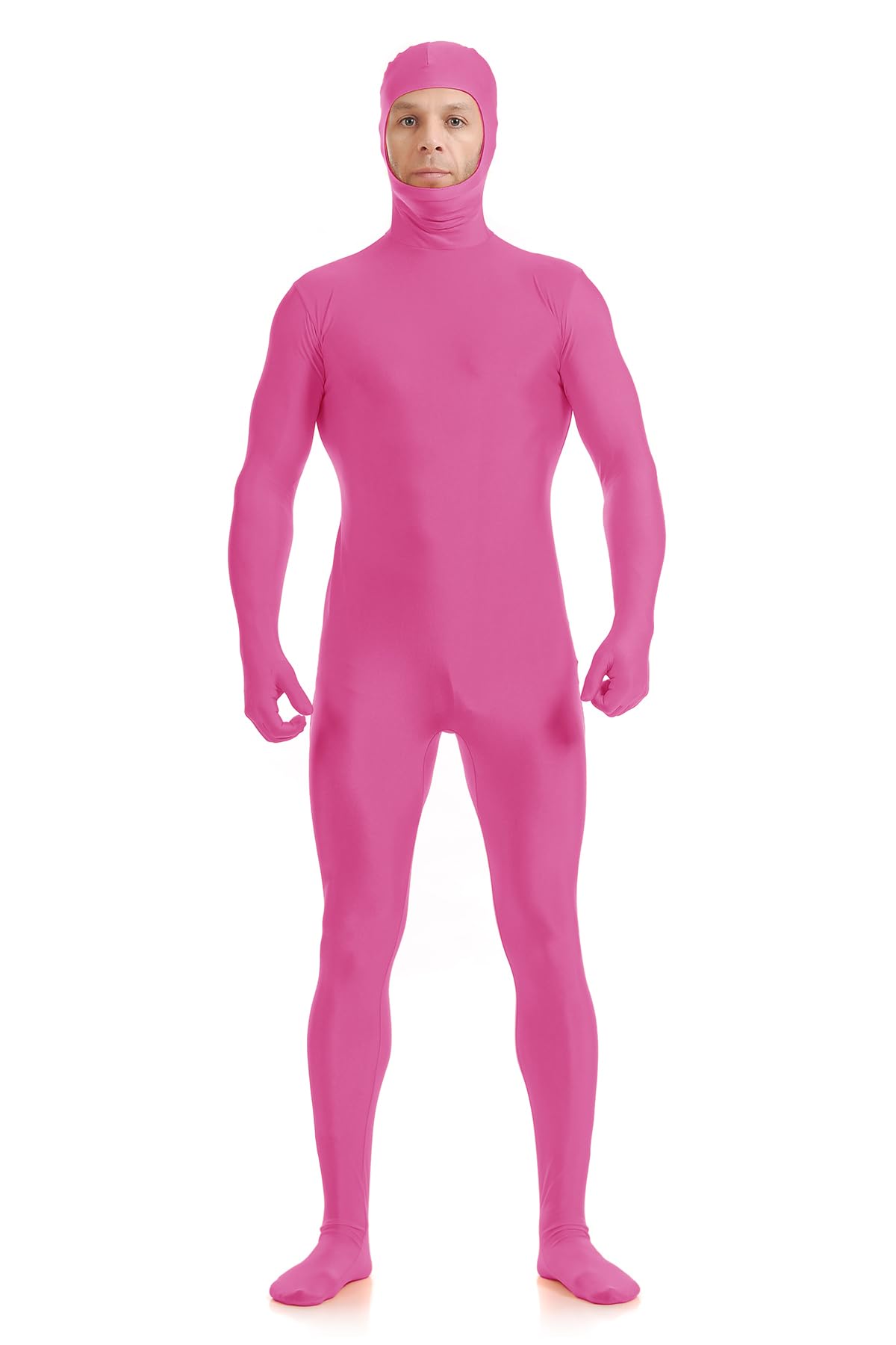 ATHX Men's and Women's Spandex Open Face Bodysuit Costume Adult Stretchy Halloween Cosplay Body Suit Zentai Suit Outfits