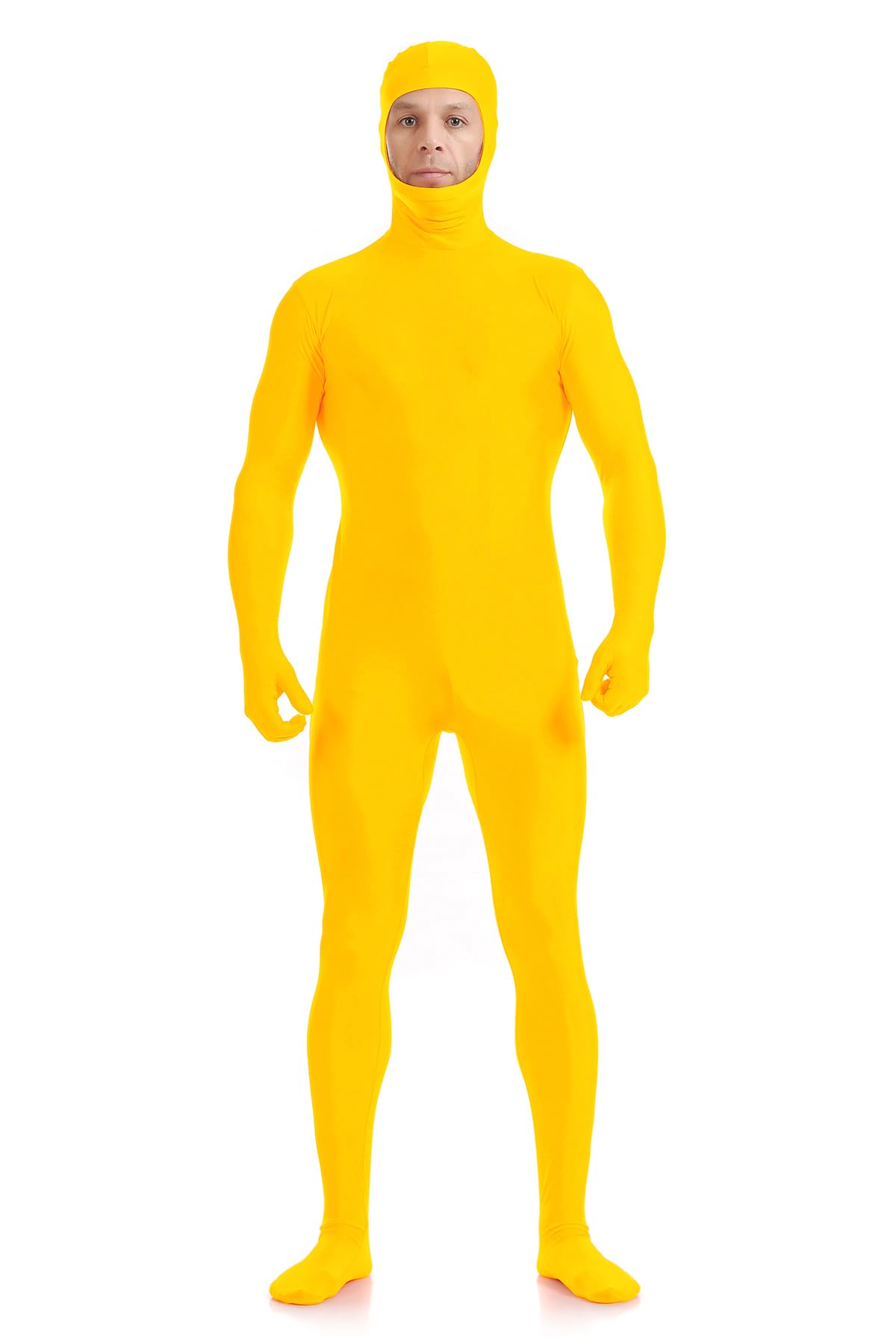 ATHX Men's and Women's Spandex Open Face Bodysuit Costume Adult Stretchy Halloween Cosplay Body Suit Zentai Suit Outfits