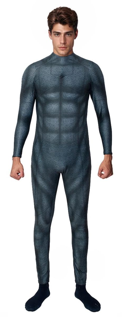 Men's Muscle Bodysuit Jumpsuit Full Body Compression Athletic Suit Halloween Costume for Adult