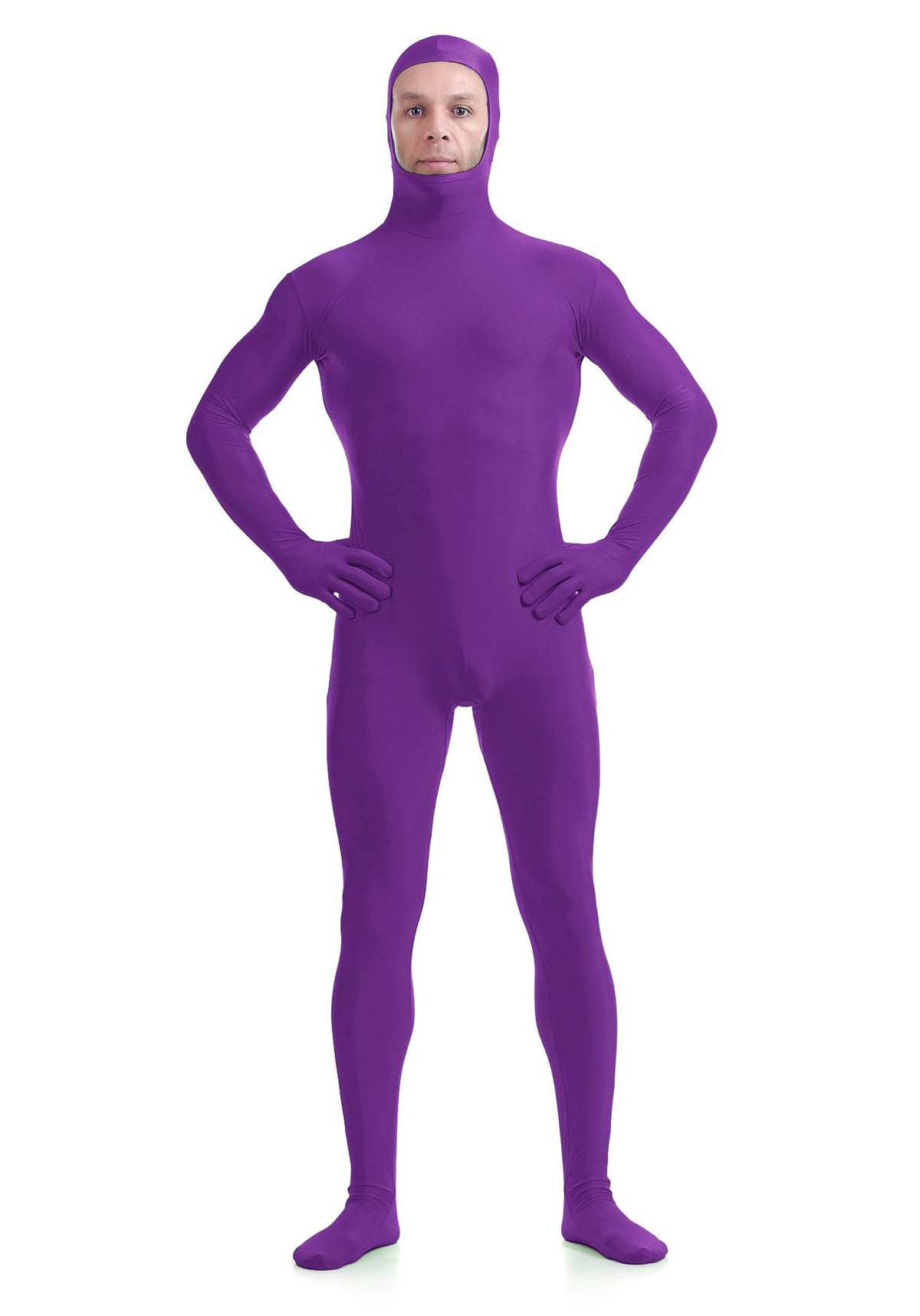 ATHX Men's and Women's Spandex Open Face Bodysuit Costume Adult Stretchy Halloween Cosplay Body Suit Zentai Suit Outfits