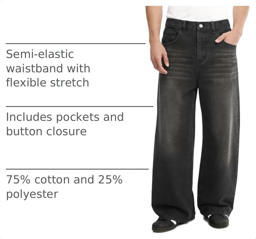 Comdecevis Men's Baggy Fit Jean Pants