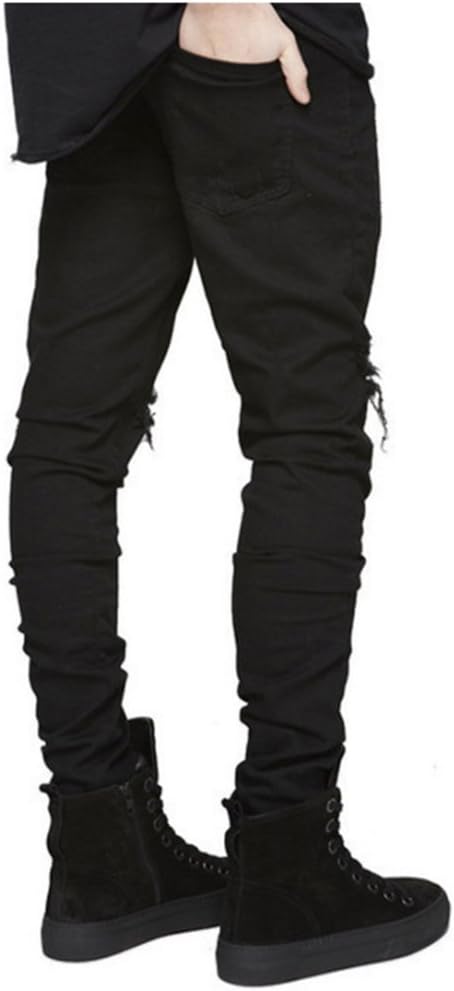 LONGBIDA Men's Slim Fit Ripped Stretch Skinny Jeans Distressed Denim Pants