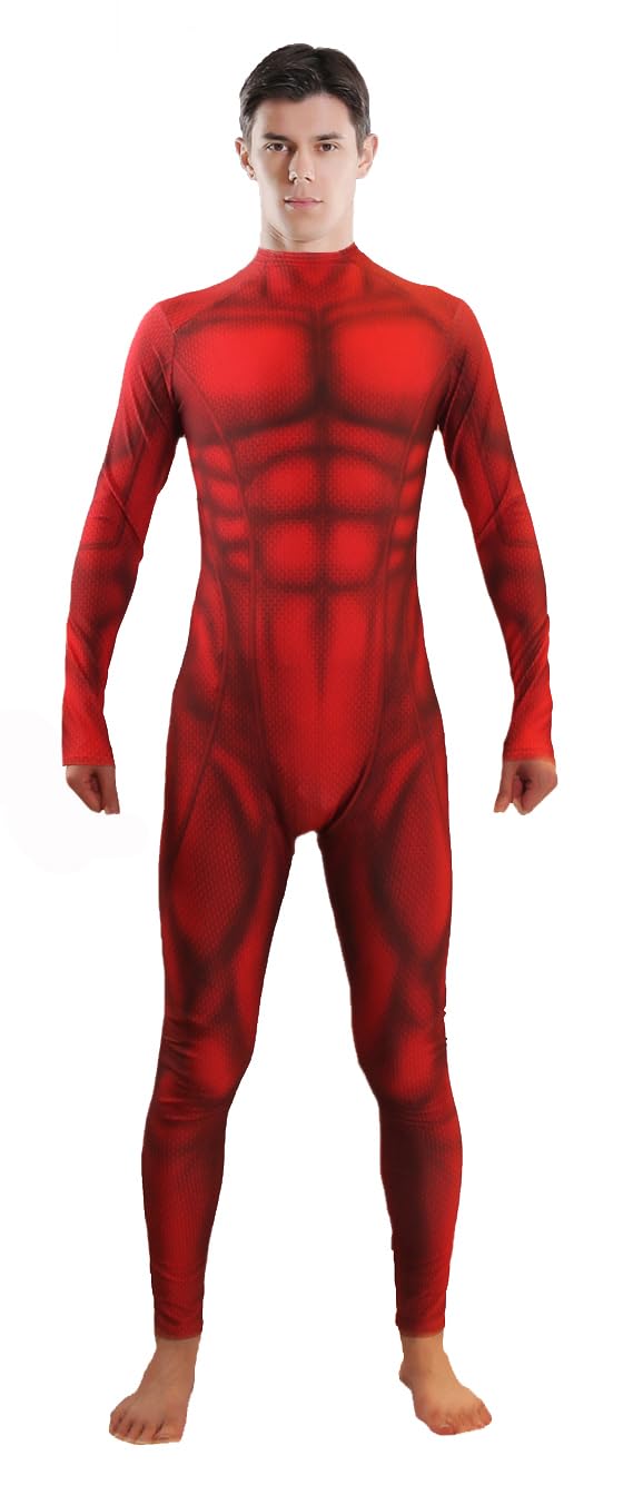 Men's Muscle Bodysuit Jumpsuit Full Body Compression Athletic Suit Halloween Costume for Adult