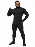 Unisex Adult Orange Bodysuit Halloween Costume with Mustache and Eyebrows