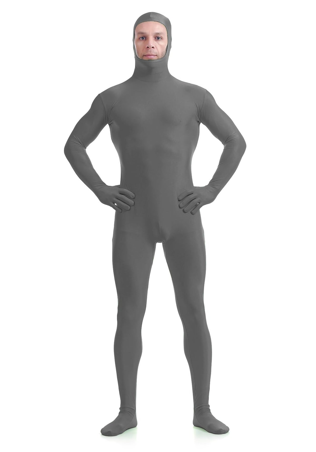 ATHX Men's and Women's Spandex Open Face Bodysuit Costume Adult Stretchy Halloween Cosplay Body Suit Zentai Suit Outfits