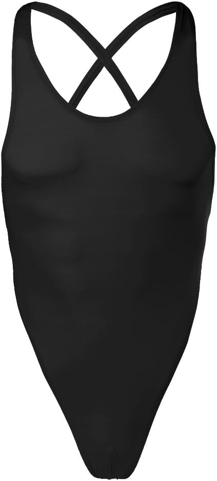 IWEMEK Men's One-piece High Cut G String Underwear Wrestling Singlet Leotard Bodysuit Thongs