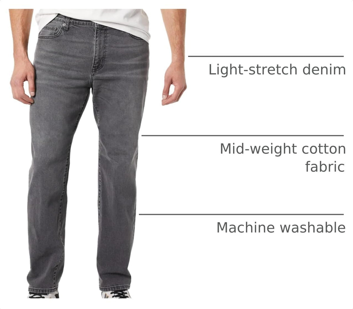 Amazon Essentials Men's Straight-Fit Stretch Jean, Light-Stretch Denim