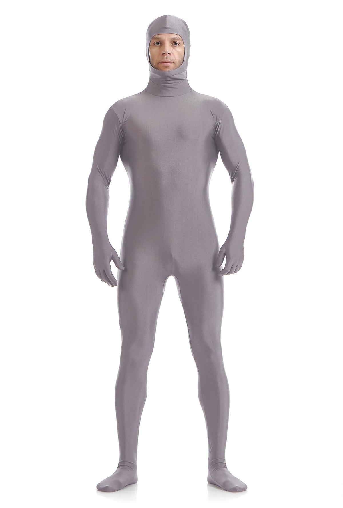 ATHX Men's and Women's Spandex Open Face Bodysuit Costume Adult Stretchy Halloween Cosplay Body Suit Zentai Suit Outfits