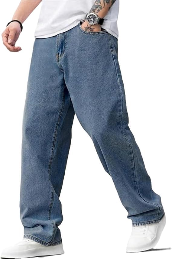 Baggy Jeans for Men Y2K Streetwear Vintage Wide Leg Loose Fit Denim Pants Hip Hop Skater Carpenter Jeans