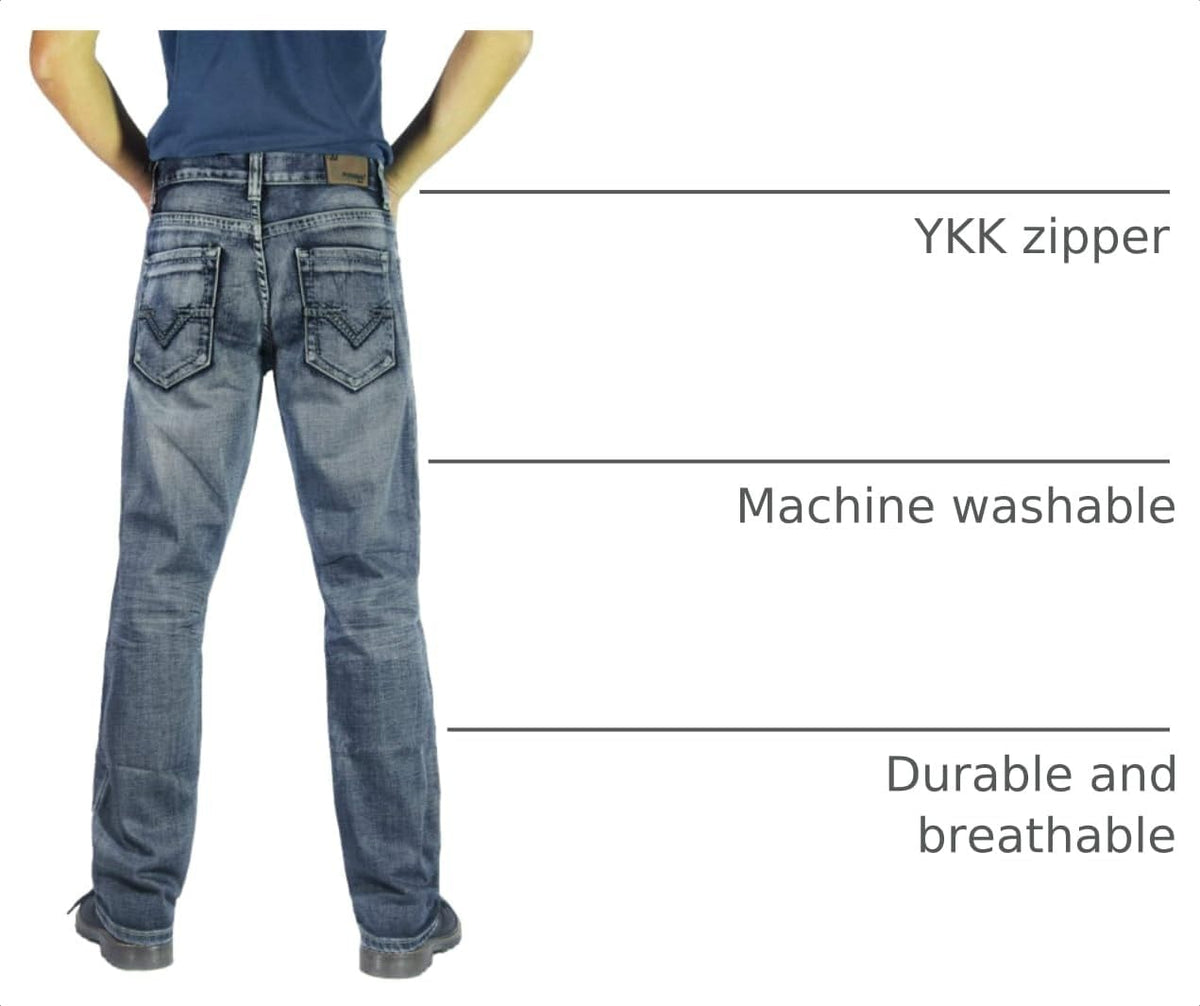 Flypaper Men’s Fashion Bootcut Blue Jeans Regular Fit Mens Work Pants