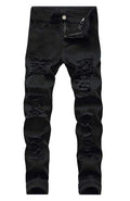 Men's Jeans Slim Fit Stretch Skinny Ripped Jeans for Men Stacked Distressed Straight Pants