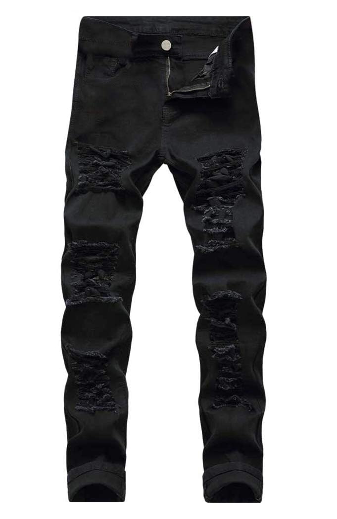 Men's Jeans Slim Fit Stretch Skinny Ripped Jeans for Men Stacked Distressed Straight Pants
