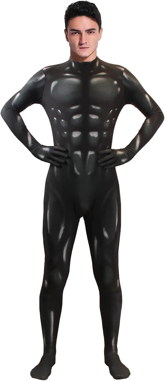 Men's Muscle Bodysuit Jumpsuit Full Body Compression Athletic Suit Halloween Costume for Adult