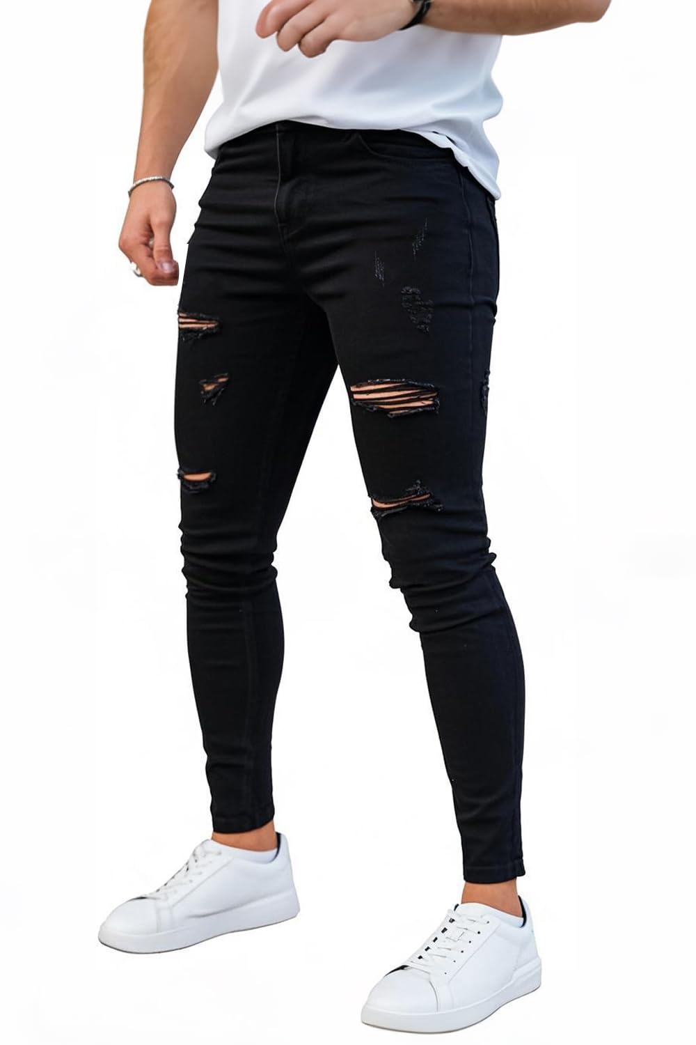 GINGTTO Skinny Jeans Men Stretch Tapered Leg Slim Fit 28/30//32 in