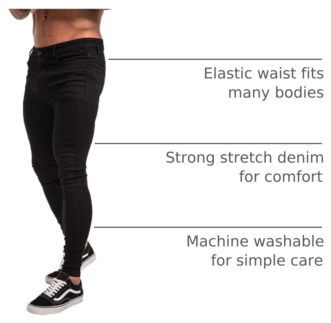 GINGTTO Skinny Jeans Men Slim Fit Stretch Tapered Leg